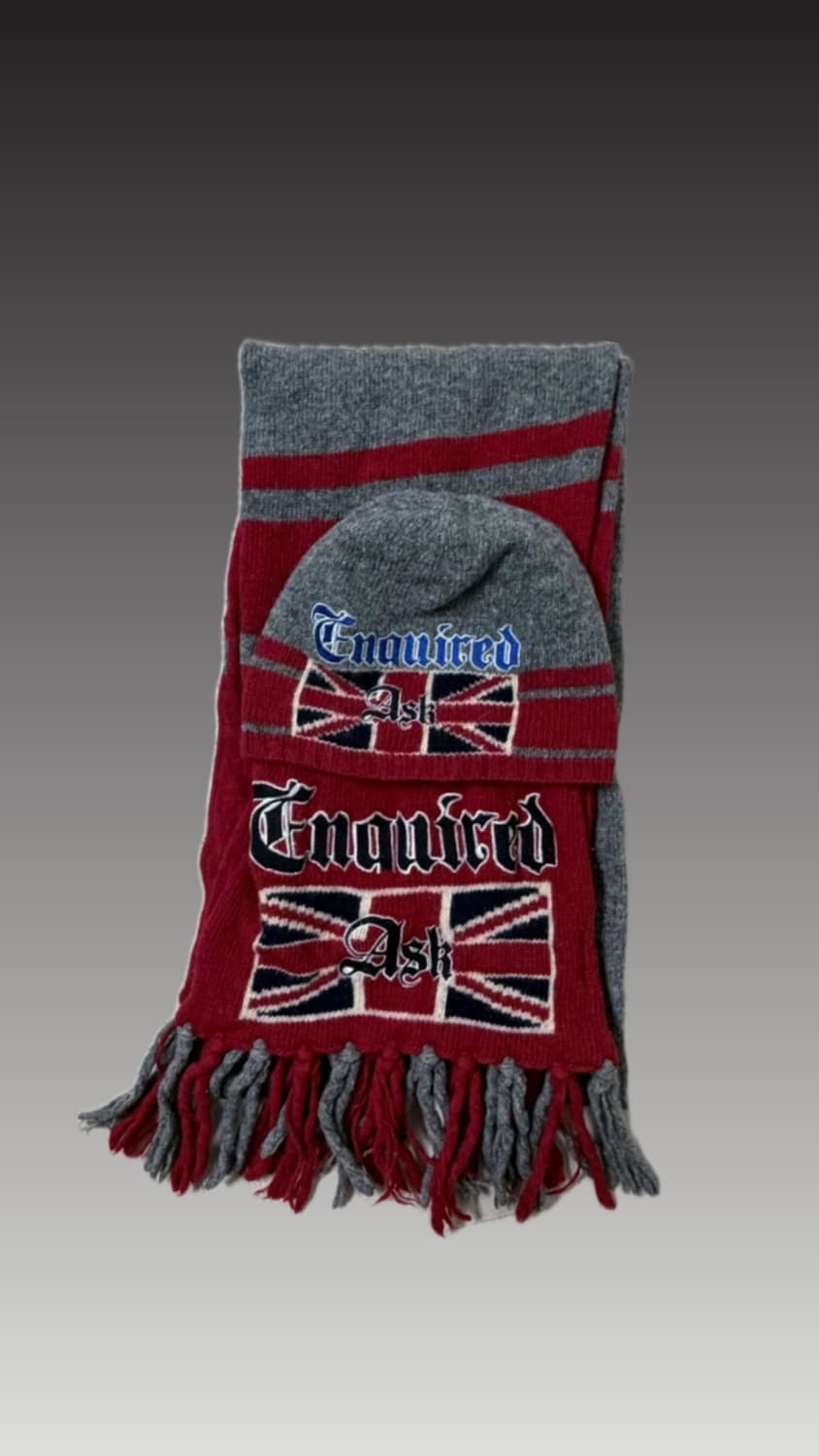 y2k 잉글랜드 국기 머플러 비니 세트 상품이미지1