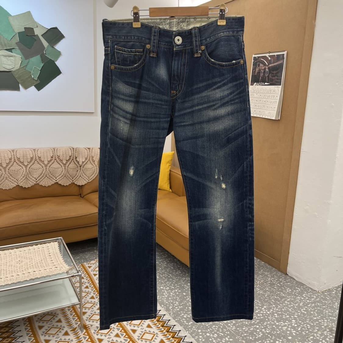 리바이스 523 키치 페인팅 패치 데미지 데님팬츠 32인치 C10528 상품이미지3