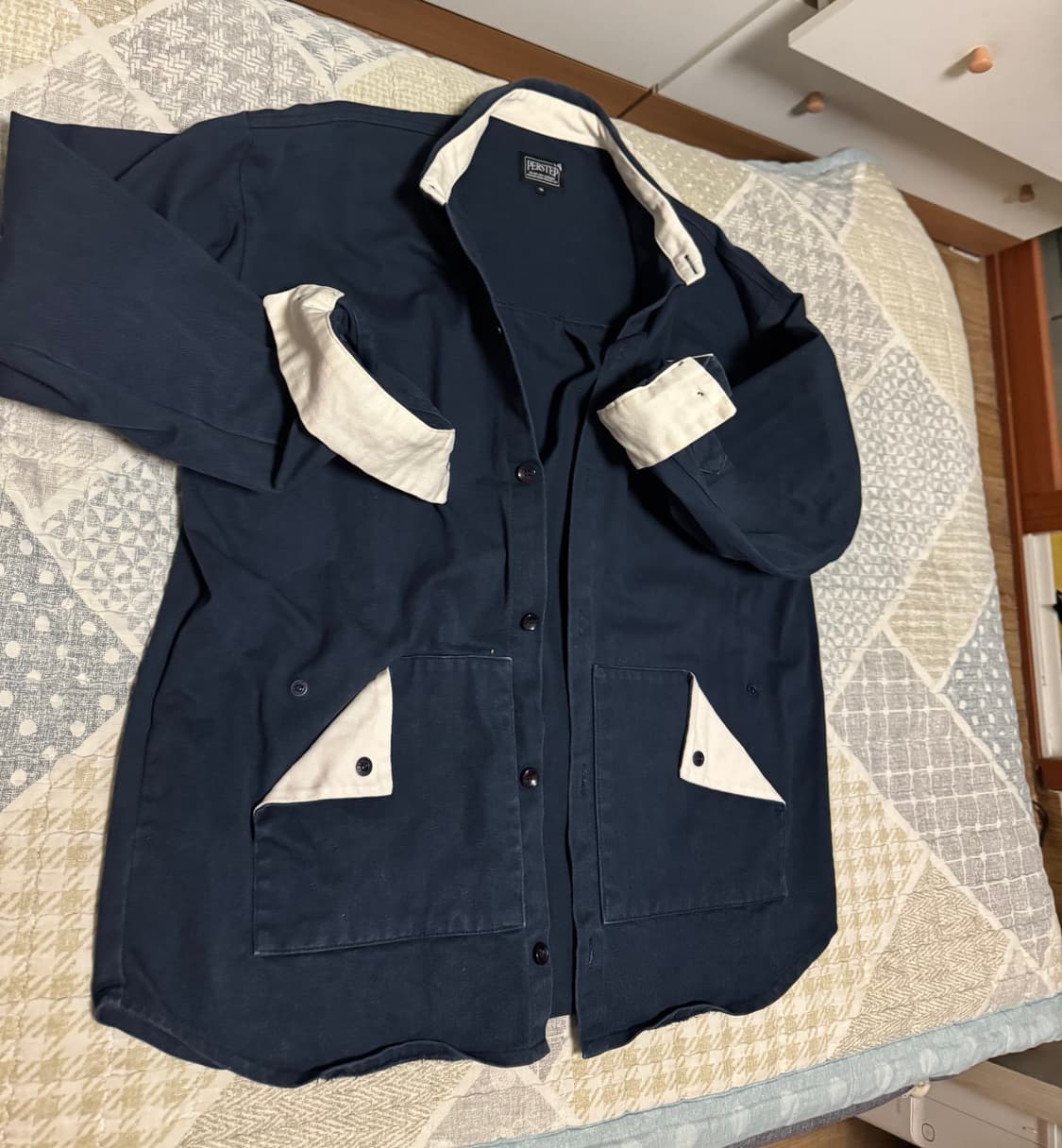 [L급 M]퍼스텝 네이비 오버핏 셔츠 상품이미지2