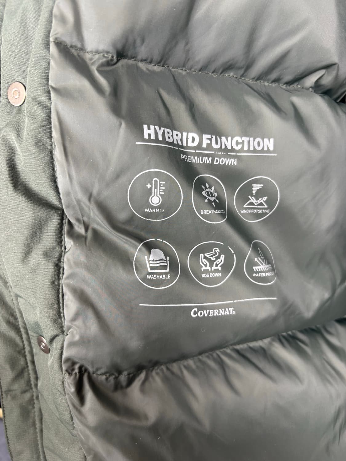 커버낫 카키 포켓 덕다운 숏파카 점퍼 상품이미지5