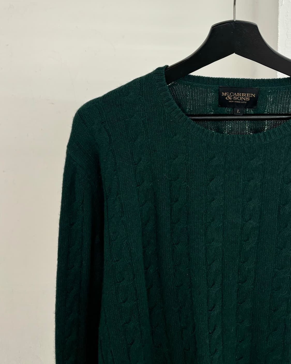 맥캐런 앤 선즈 그린 캐시미어 혼방 울 케이블 니트 상품이미지3