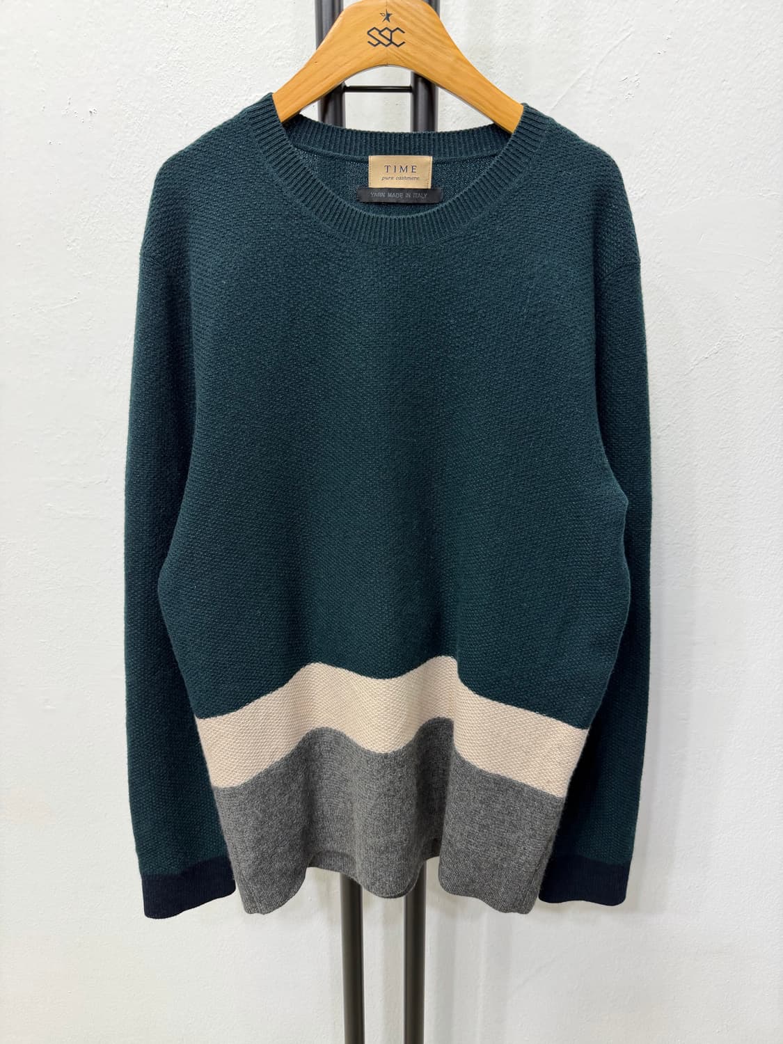 정품) TIME 타임옴므 한섬 캐시미어100 배색 니트 100 상품이미지1