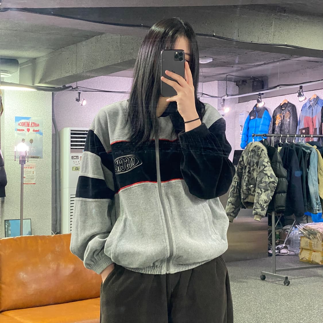 미스치프 빅로고 벨루어 트랙 자켓 B3835 상품이미지1