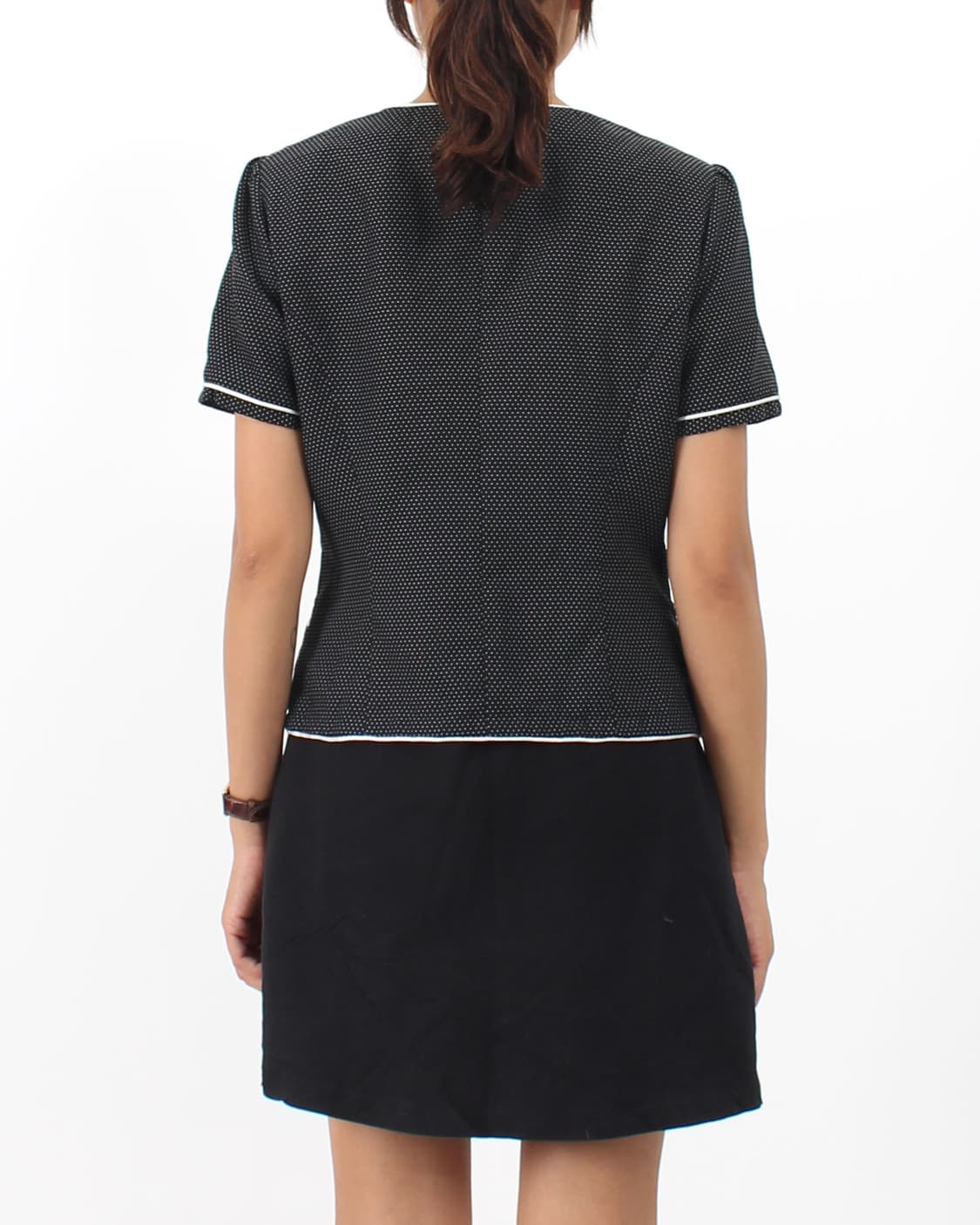 일본 빈티지 블랙 도트 배색 라운드넥 반팔 자켓 상품이미지7