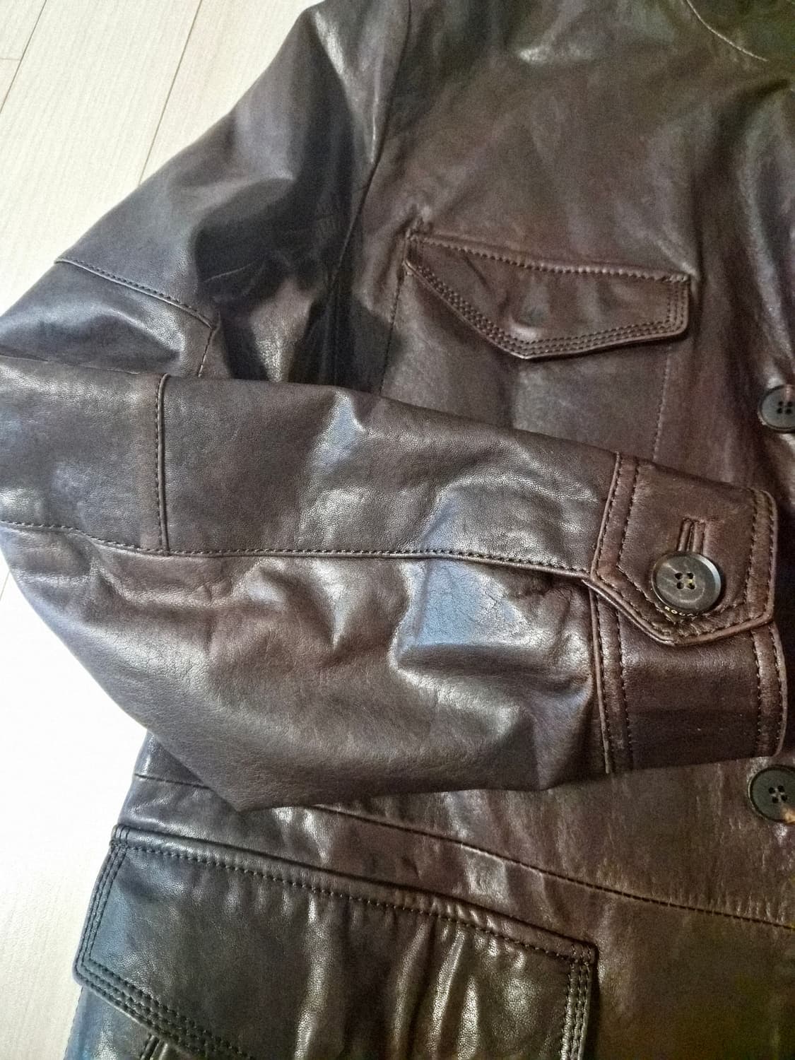 천연 양가죽 남성 사파리 재킷 (다크브라운/상태 최상) 상품이미지5