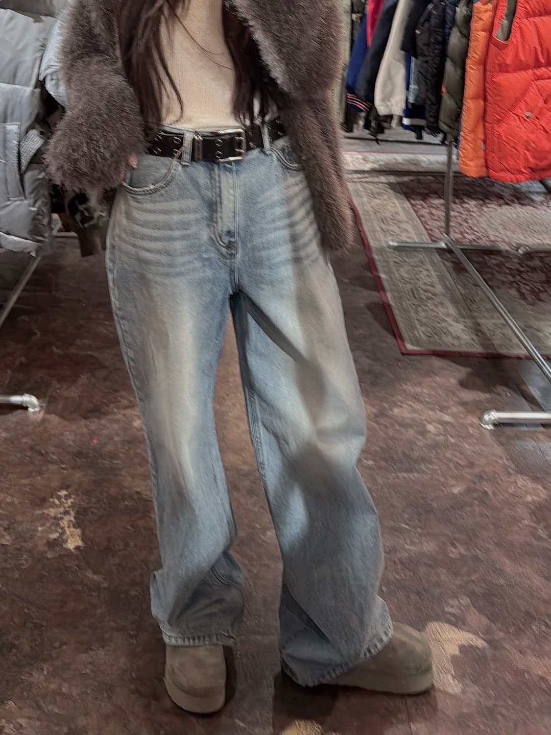 인스턴트펑크 빈티지 워싱 와이드 데님 팬츠 3 상품이미지6