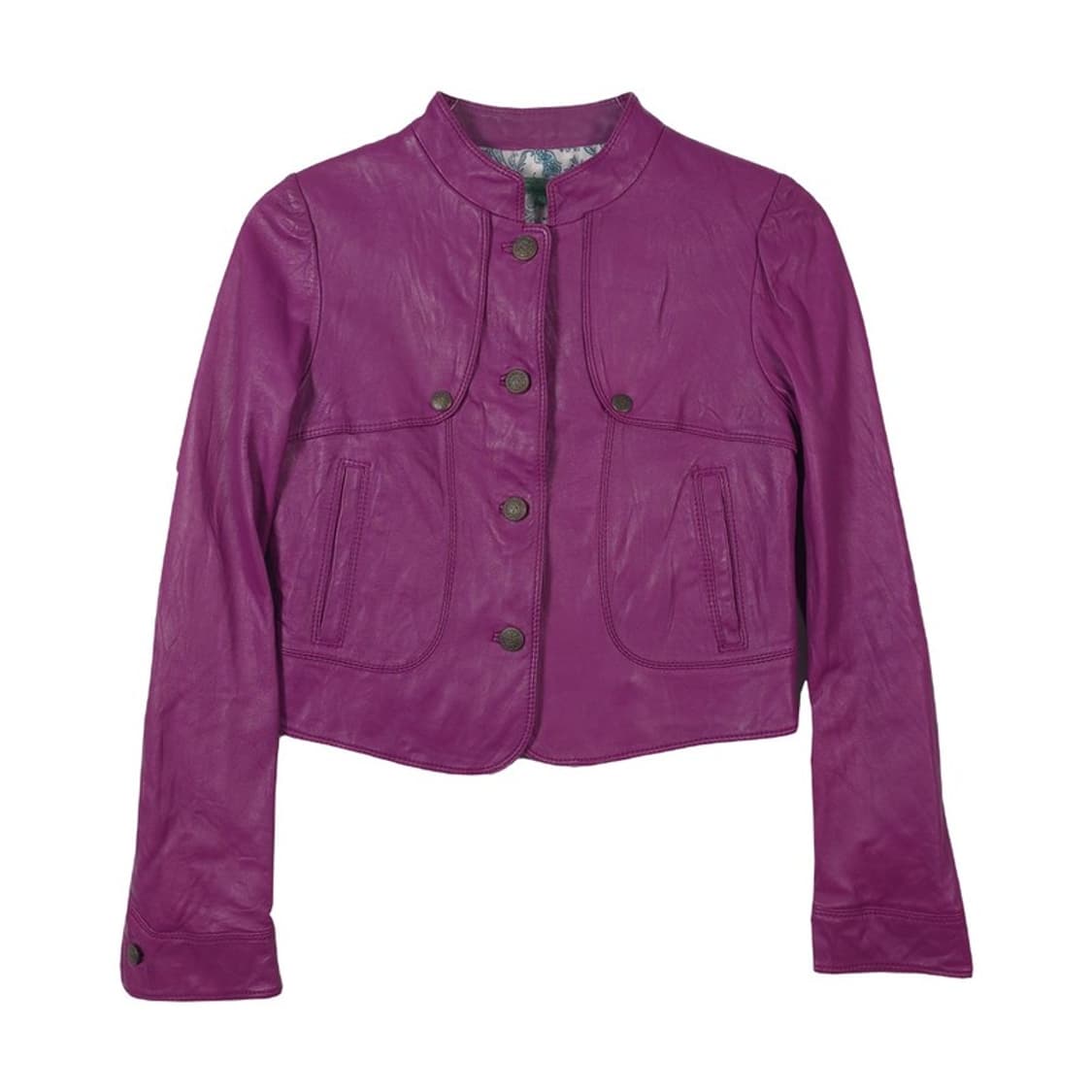 베네통 페이즐리 안감 리얼 양가죽 노카라 자켓 42 상품이미지1