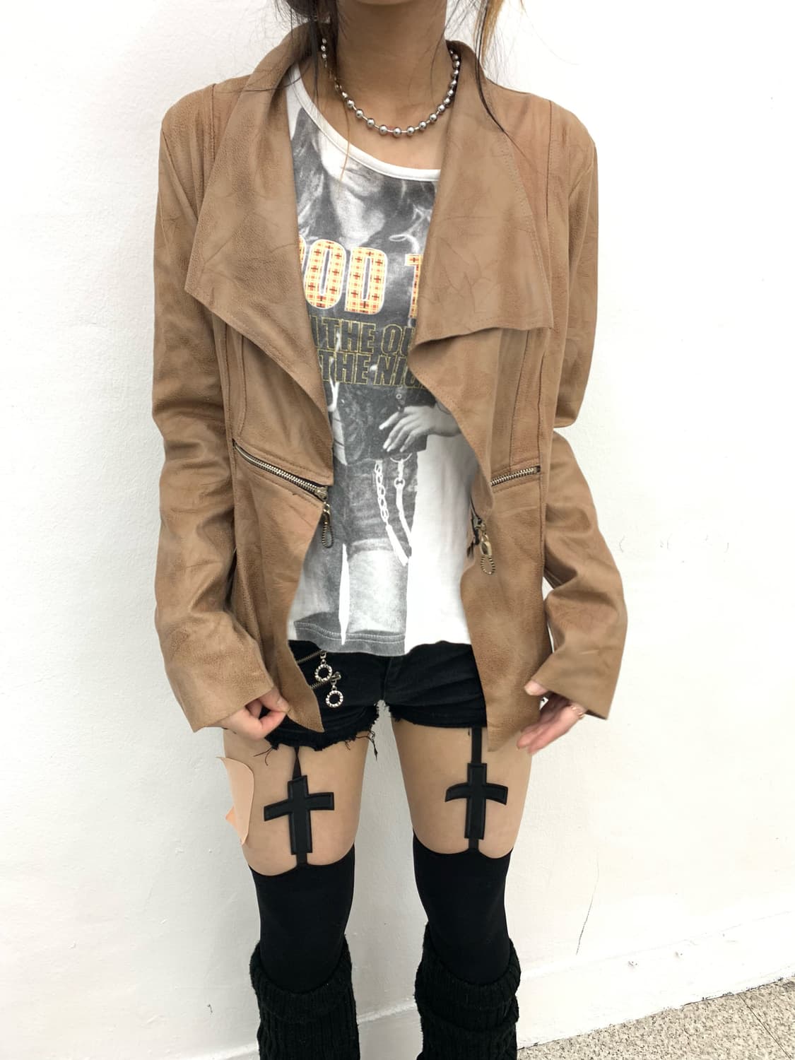 Drape zipper detail leather jacket  상품이미지2