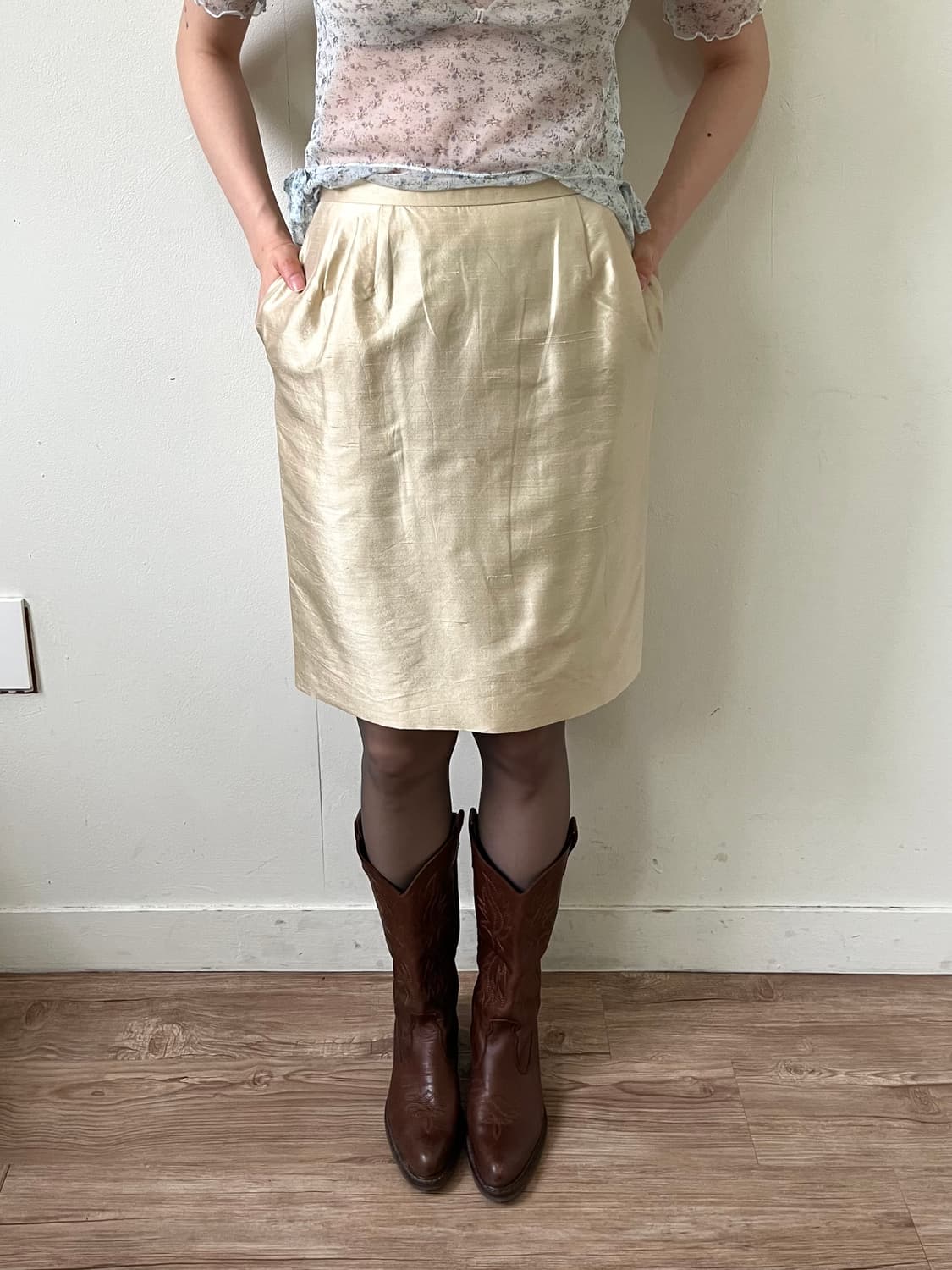 YSL 베이직 실크 스커트 상품이미지4