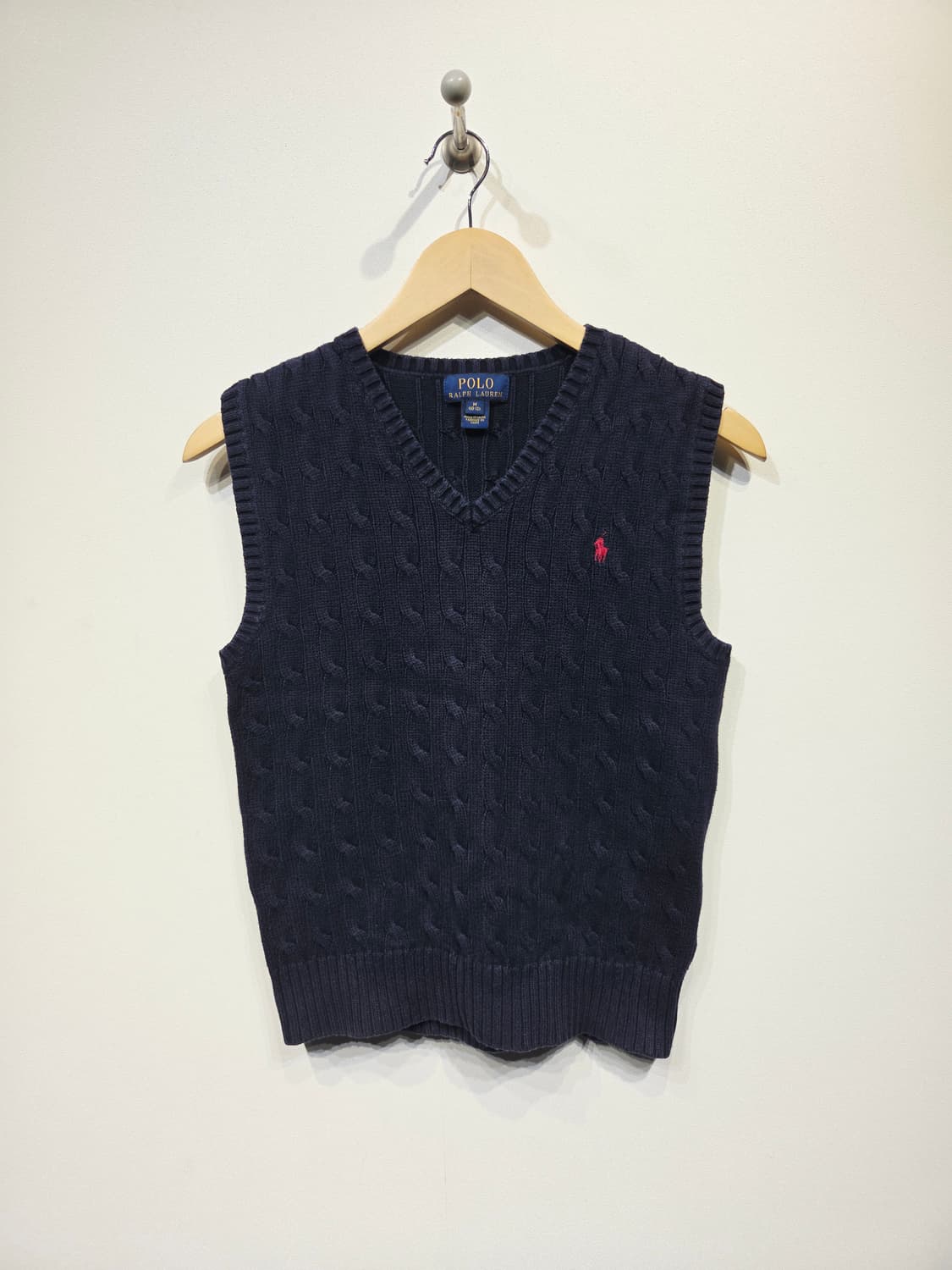 폴로 랄프로렌 키즈 케이블 니트 브이넥 조끼 네이비 상품이미지2