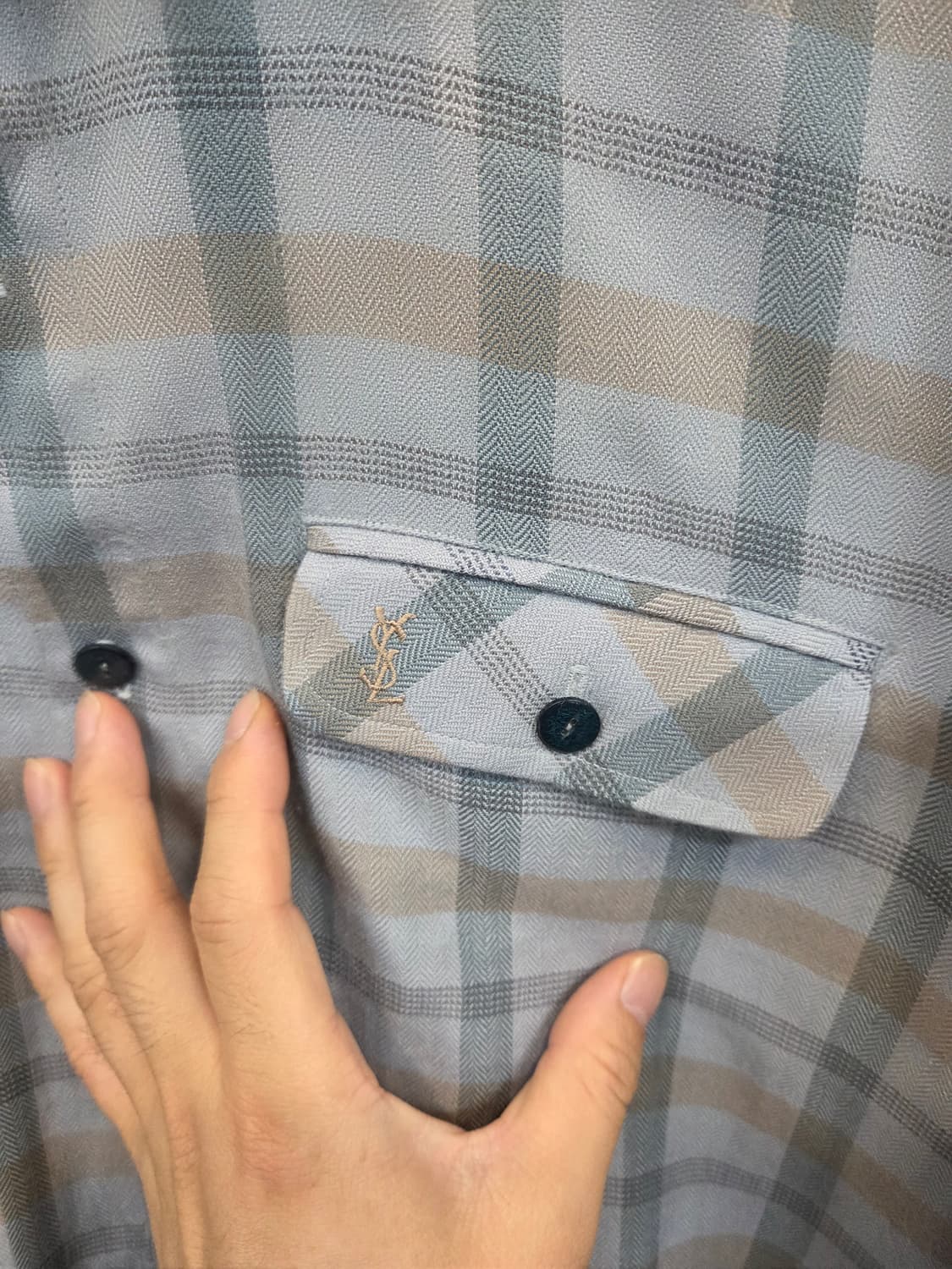 입생로랑 올드스쿨 체크 셔츠긴팔 L 상품이미지4