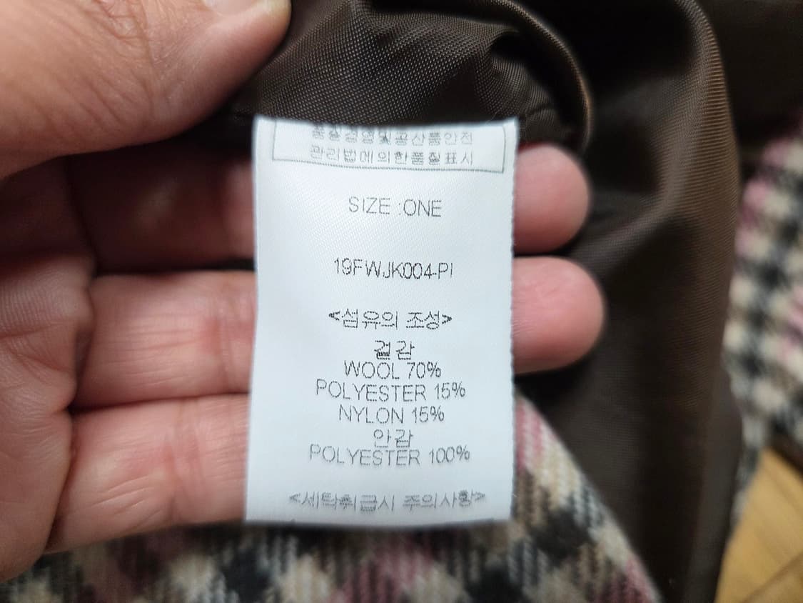 룩캐스트(LOOKCAST) 핑크 깅엄체크 울자켓 55-66 상품이미지7