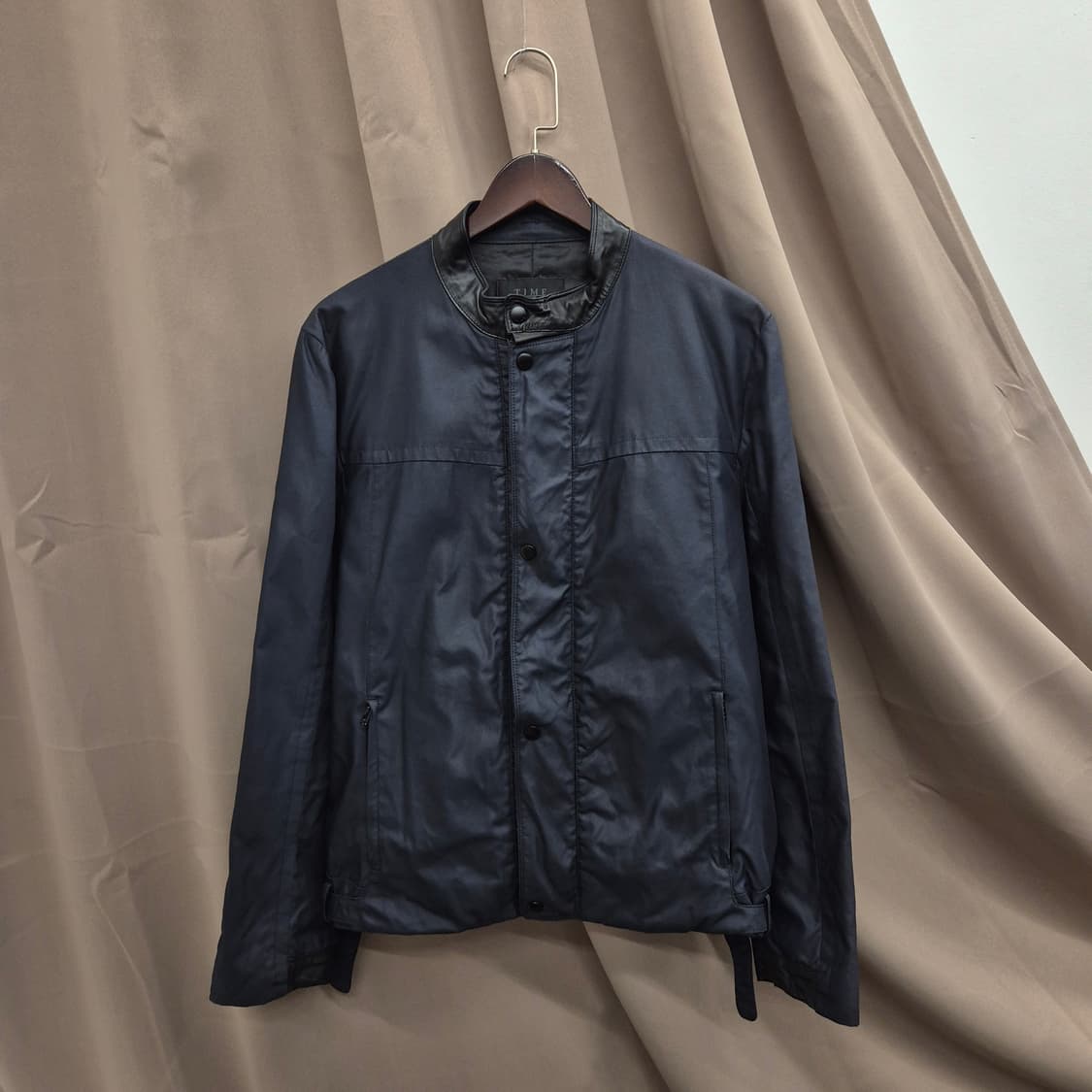 타임 옴므 레더 트리밍 집업 자켓 상품이미지1