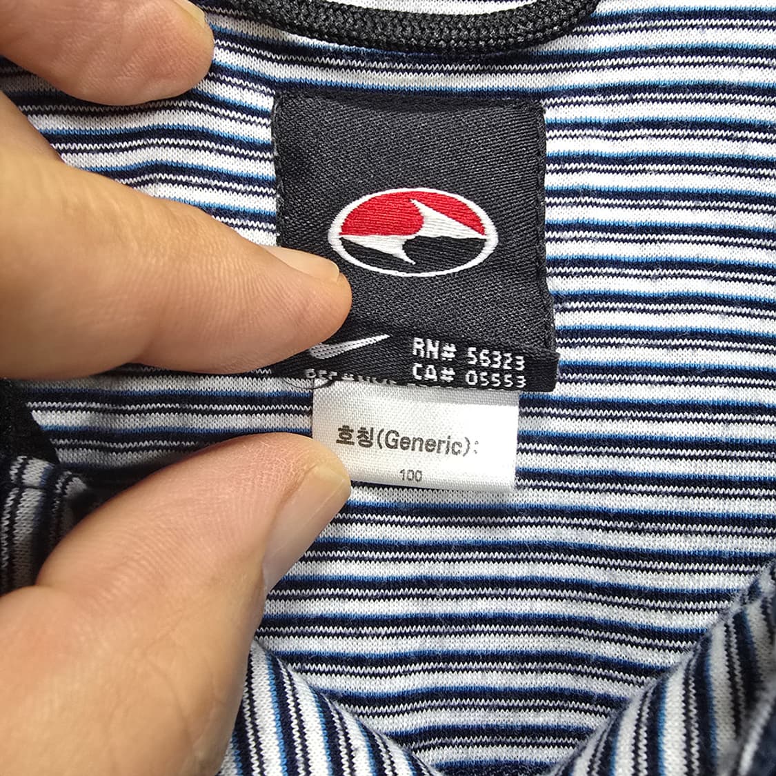 90-00s 나이키 NIKE 하프 스트라이프 반팔 카라티 100 상품이미지7