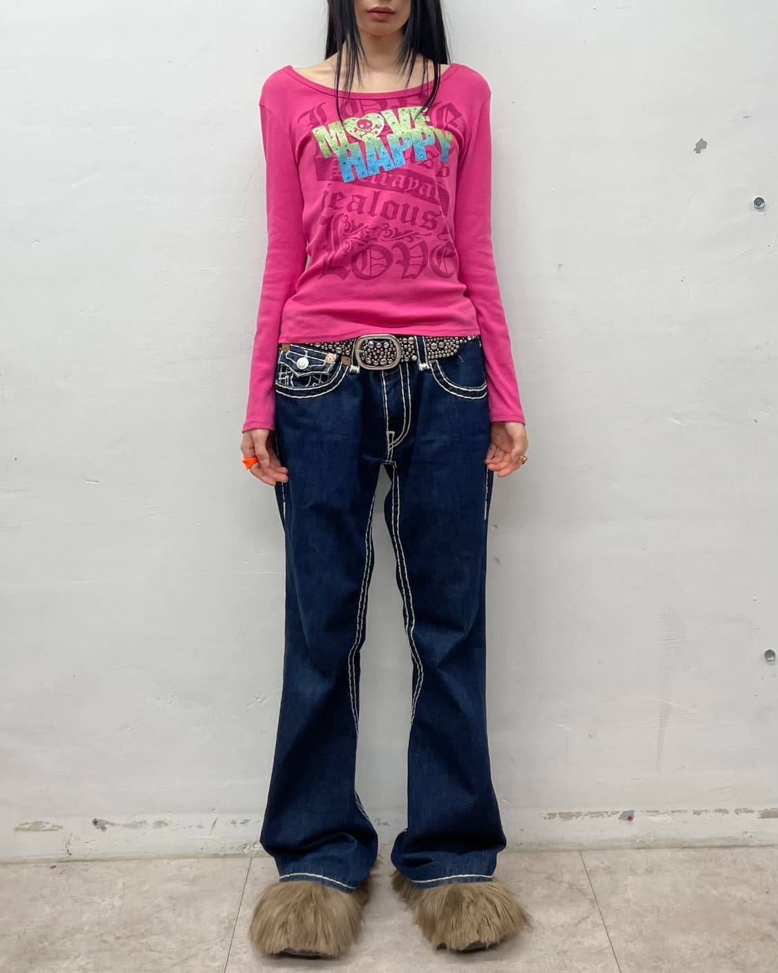 Mood Happy Skull Pink Long Sleeve 상품이미지6