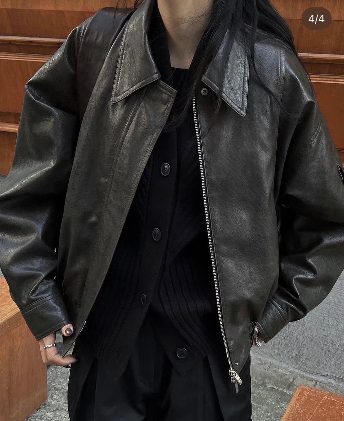 트리밍버드 레더 브라운 자켓 상품이미지4