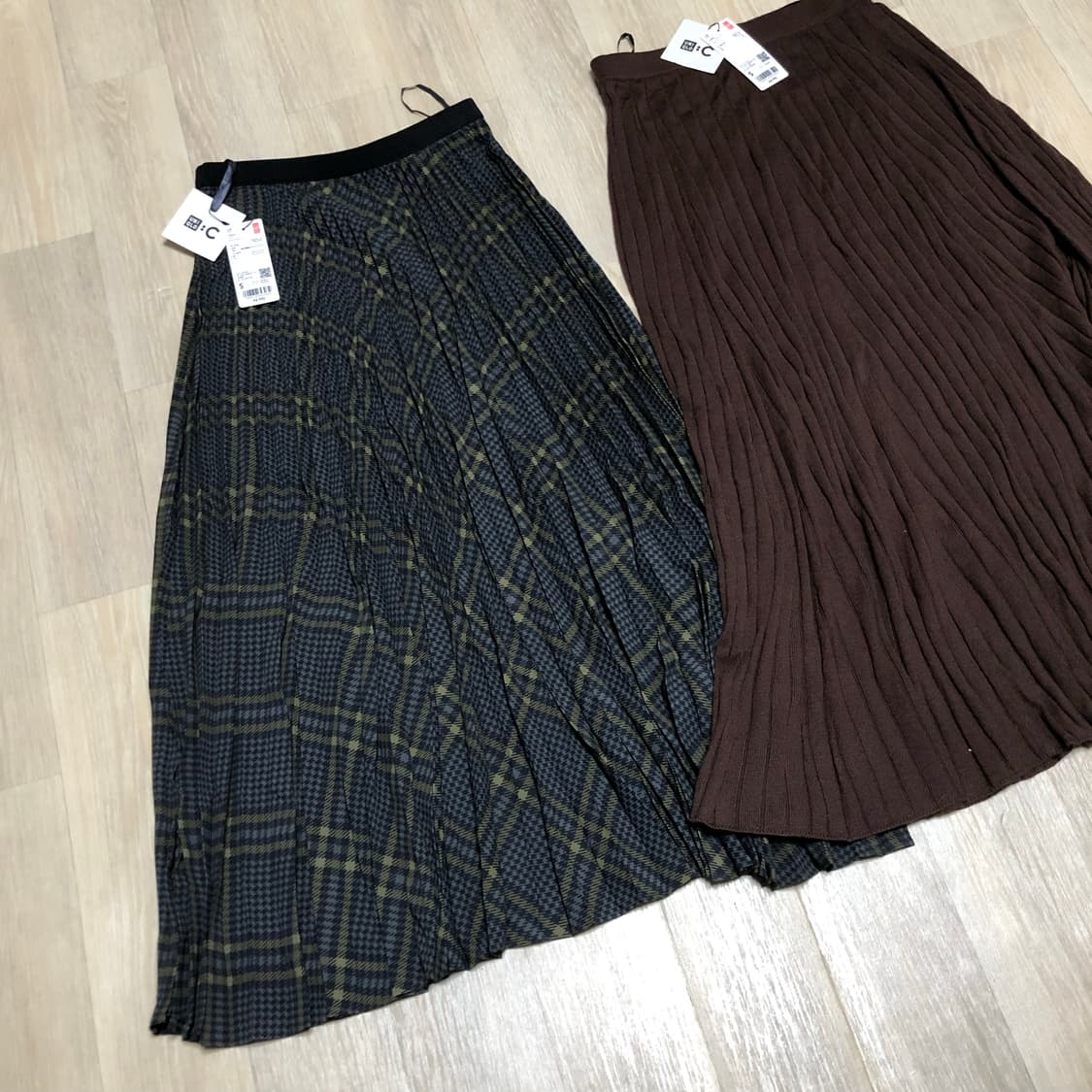 (우먼스 S) 새상품 유니클로 C 플리츠 롱 스커트 메리노 블렌드 스커트 상품이미지3