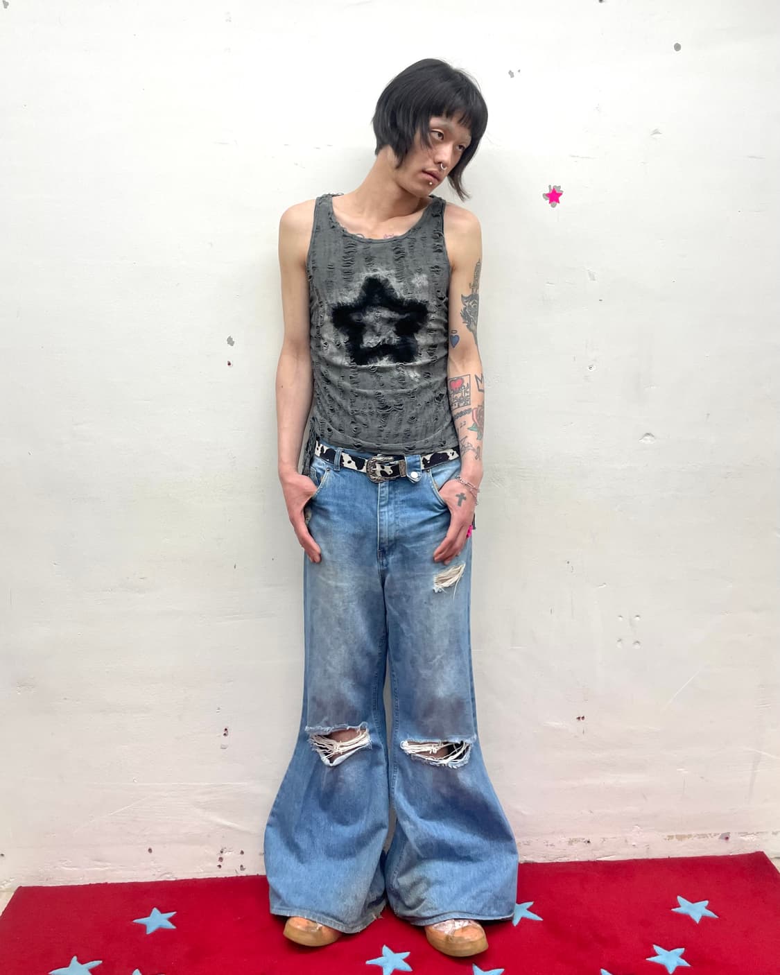 Star lace damage shirring sleeveless 상품이미지6
