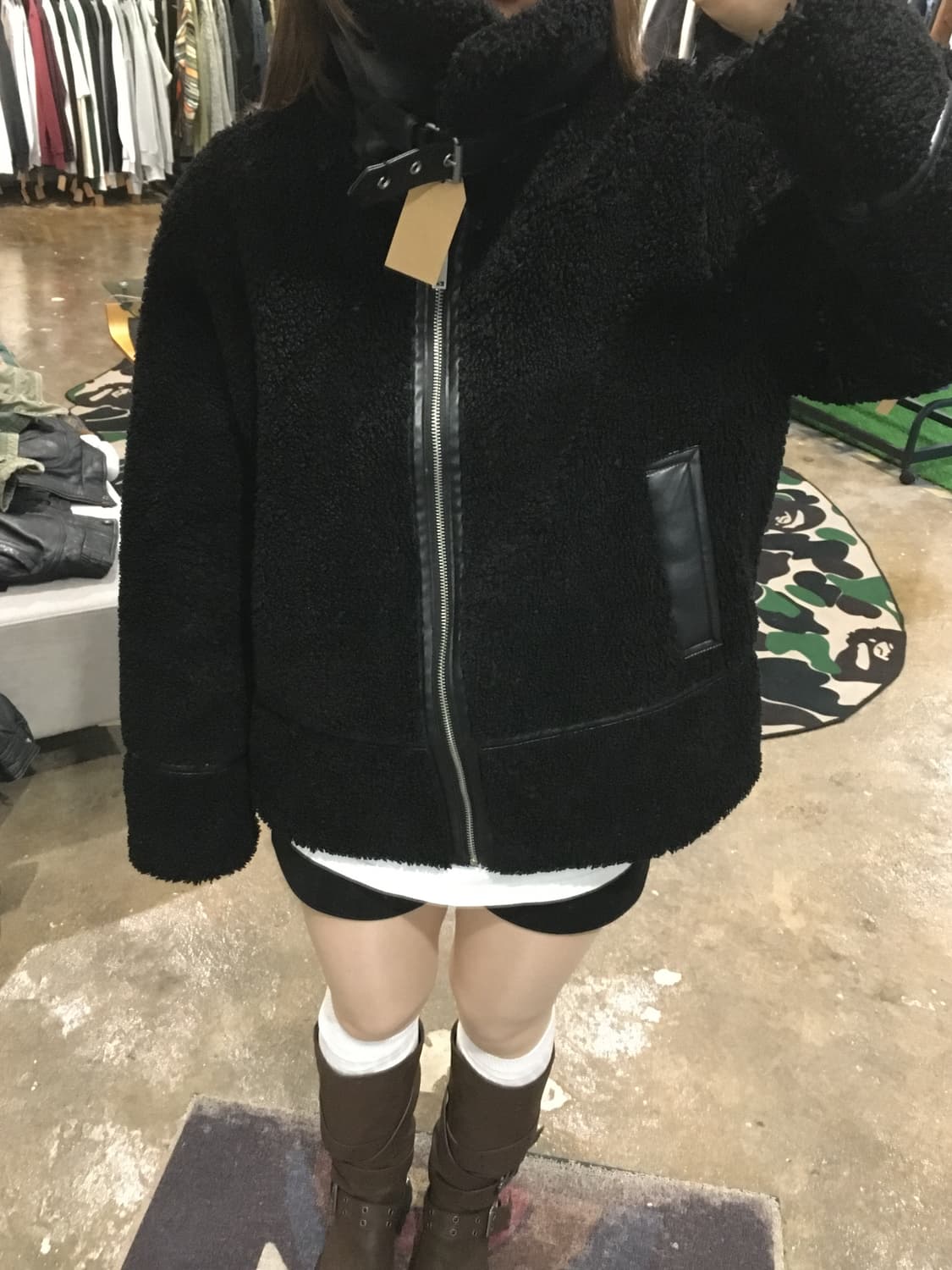 MIXXO 블랙 무스탕 자켓  상품이미지5