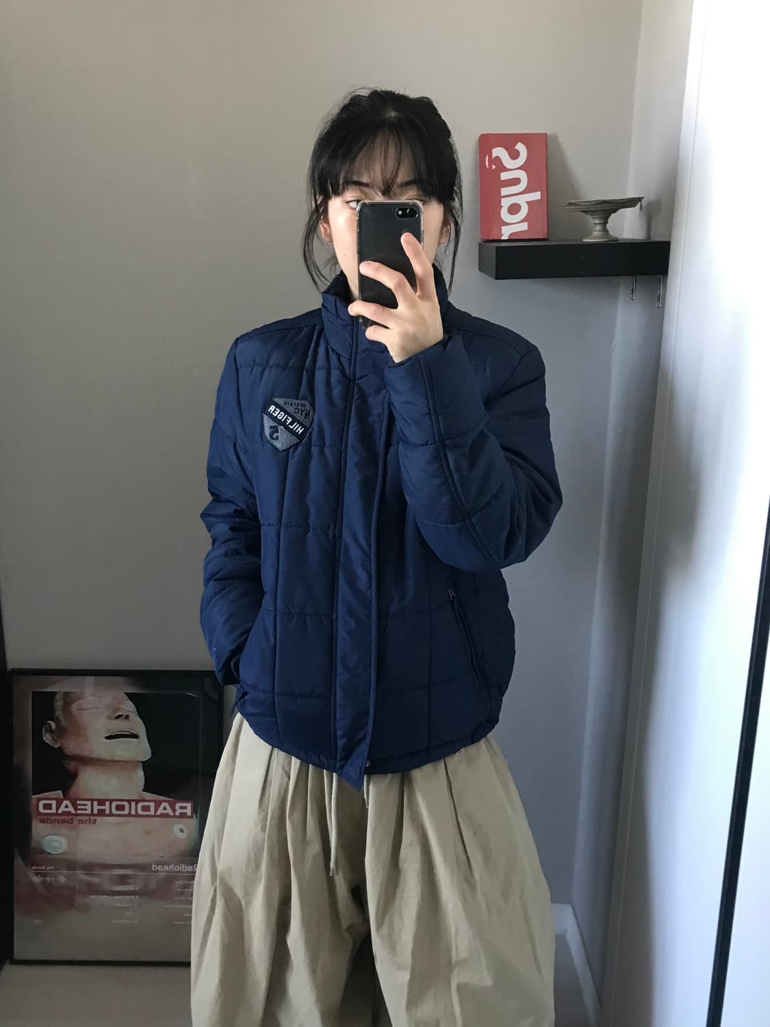 타미힐피거 자수 패치로고 네이비 숏패딩 상품이미지3