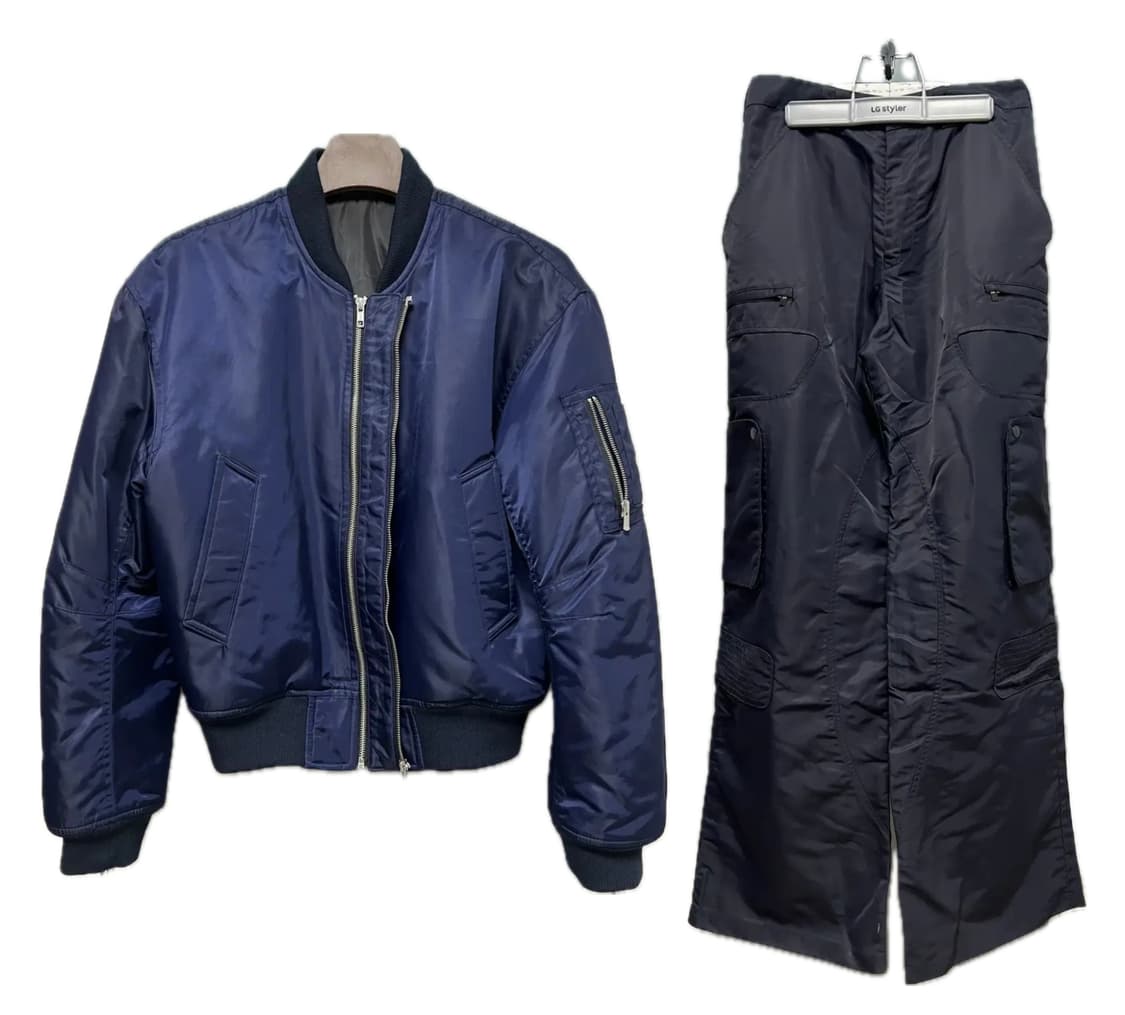 [샘플 셋업] [L] STU 네이비 더블 웨이 숏 봄버 + [M] 팬츠 상품이미지1