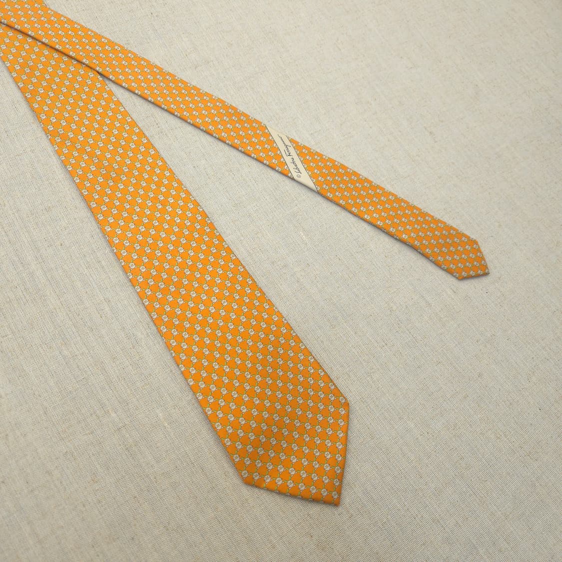 페라가모 오렌지 패턴 넥타이 상품이미지1