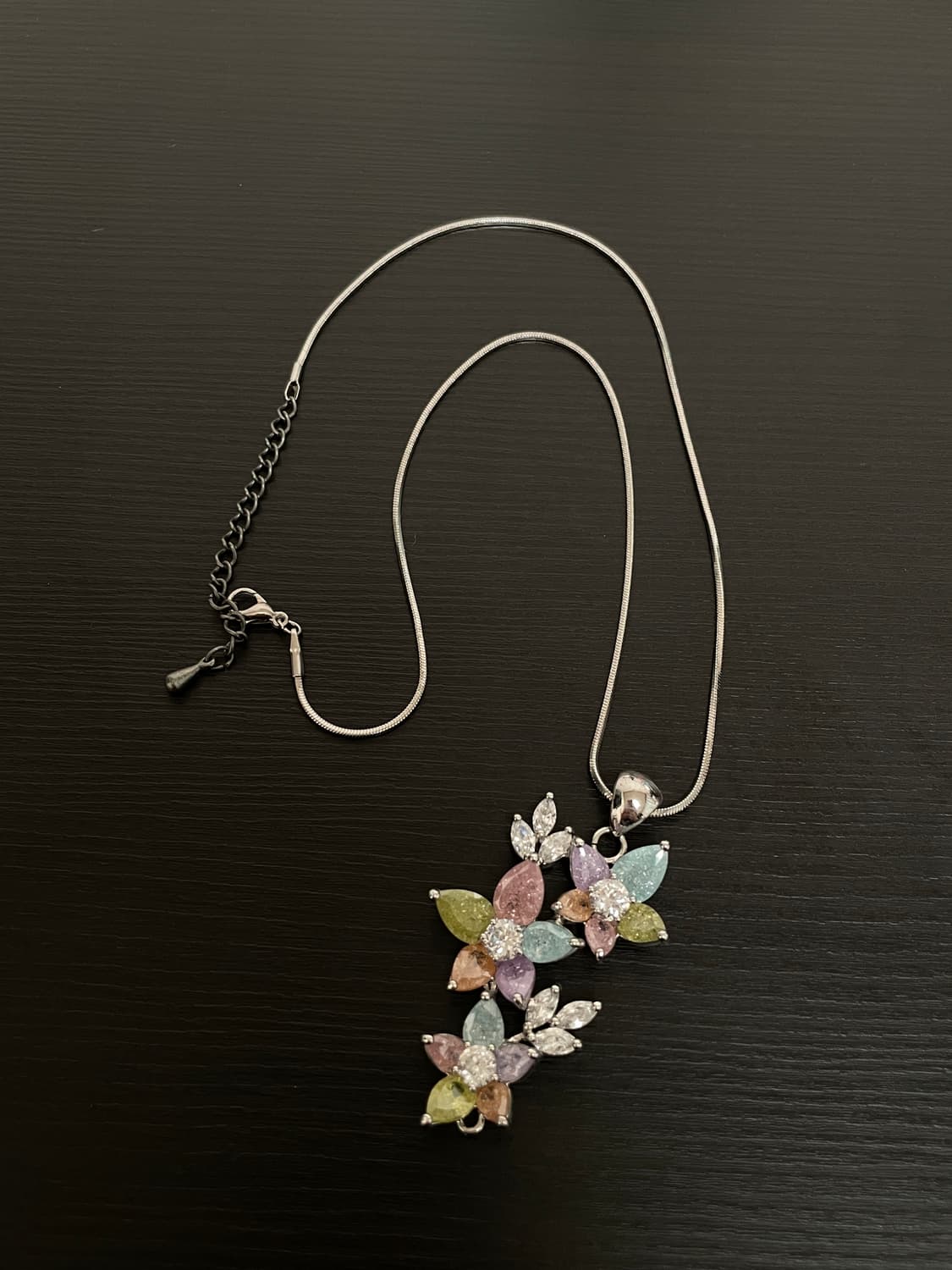 빈티지 페어리 플라워 큐빅 목걸이 상품이미지3