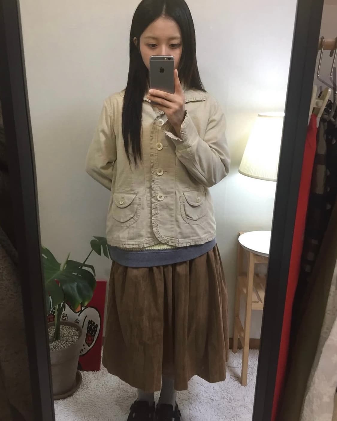 [ELLE] vintage mood swade skirt 상품이미지4