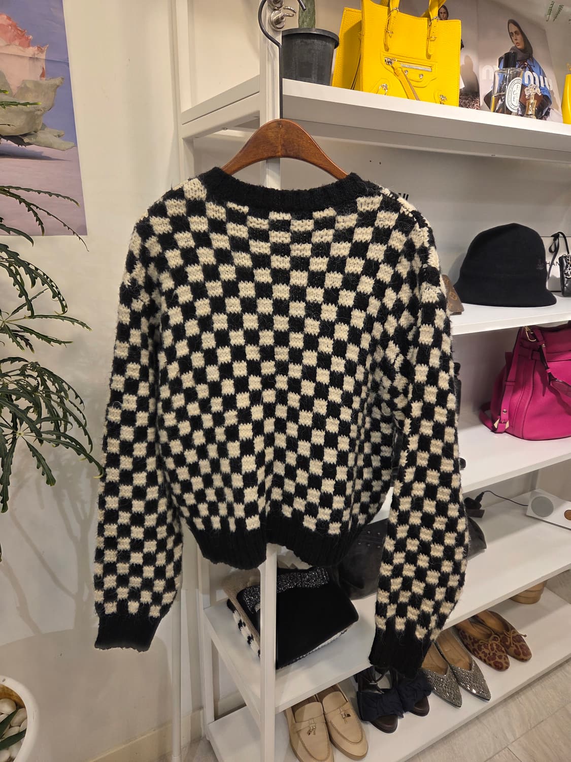 자라 체스보드 오픈 가디건 상품이미지4