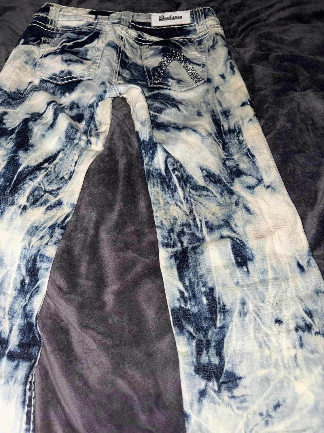 BUCKAROO y2k깔 로우 마블링 은장 고딕 빈티지 데님 디스트로이진 상품이미지9