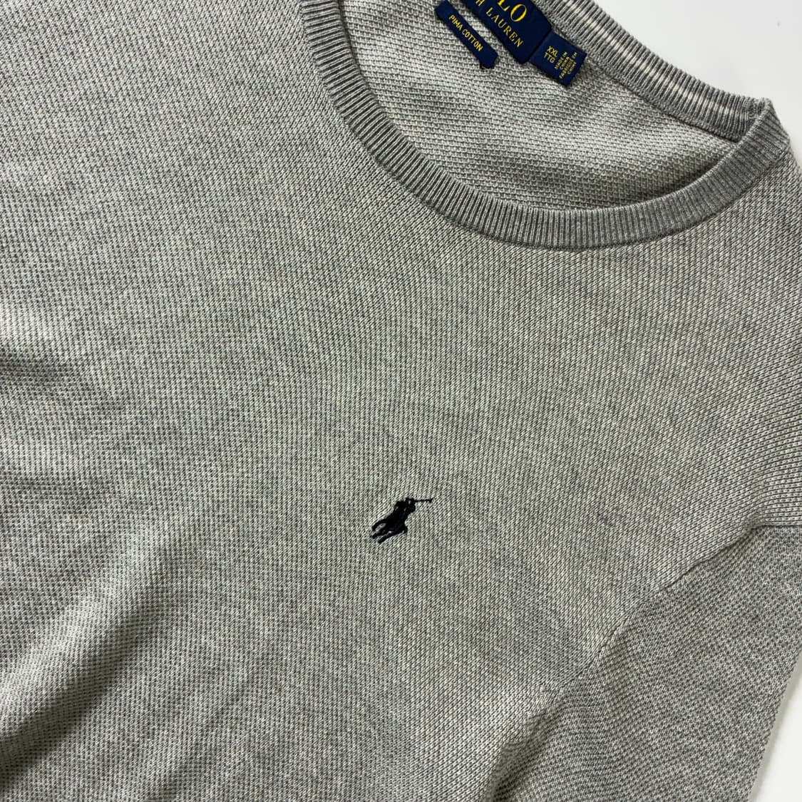 Polo  폴로 랄프로렌 자수 피마코튼 그레이 라운드 니트 상품이미지3