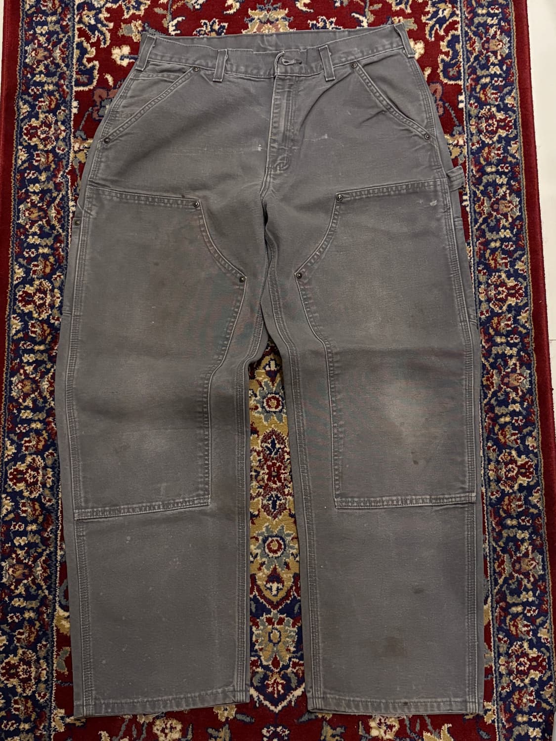 [B136] 빈티지 칼하트 더블니 그레이 차콜 썩블니 덩가리핏 32x30 상품이미지1