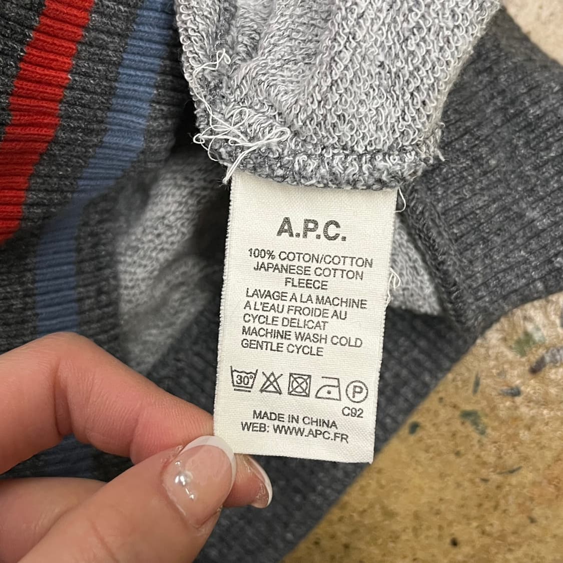 [정품/M] A.P.C. 그레이 후드 집업 b10 상품이미지6