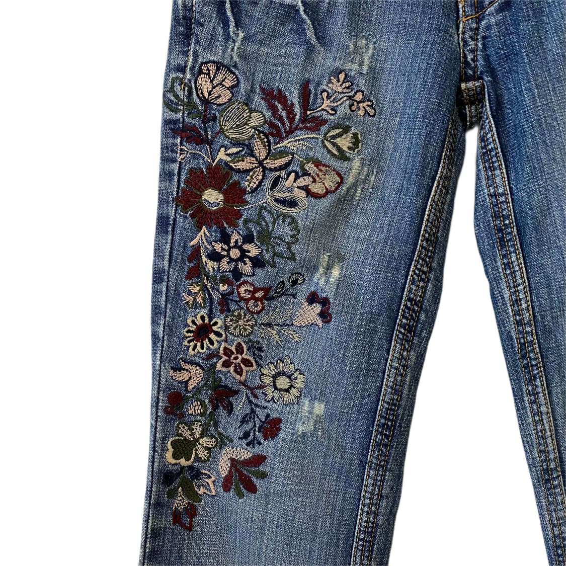 Y2K 레이스 꽃자수 데님팬츠 상품이미지8