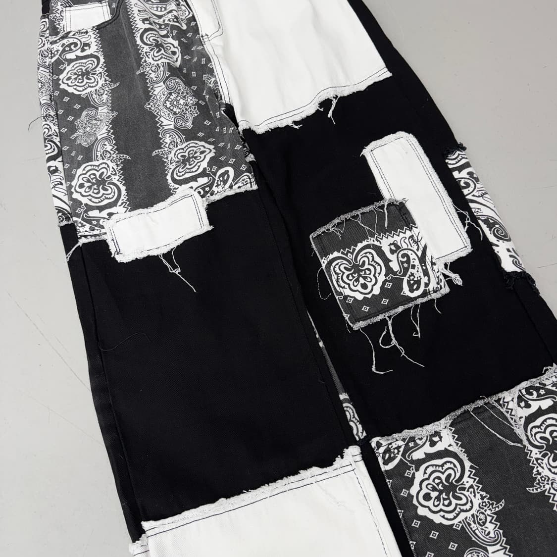 반다나 패치워크 리메이크 와이드 팬츠 상품이미지5