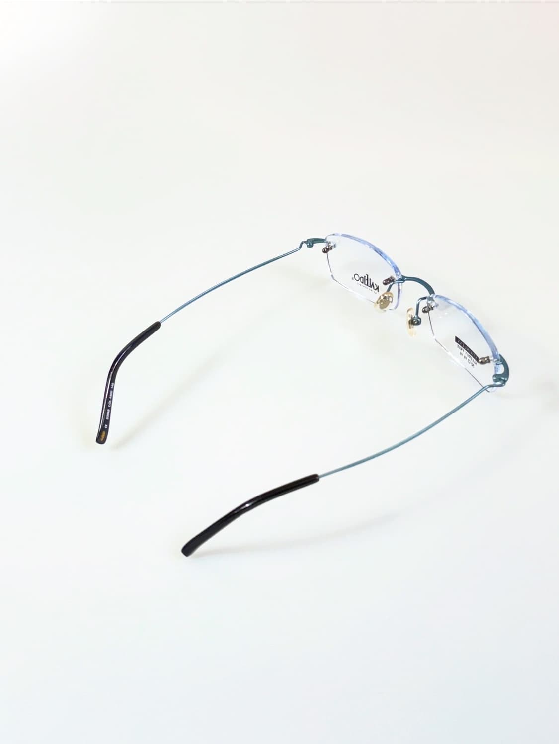 90s KALEIDO 블루 메탈 스퀘어 무테 빈티지 안경 상품이미지4
