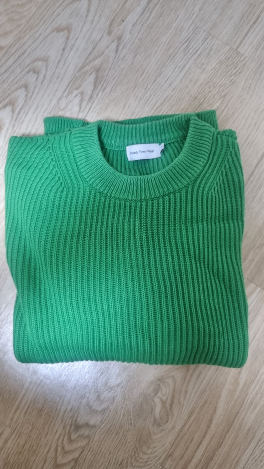 [2]스테디에브리웨오 크루넥 니트 켈리그린 상품이미지2