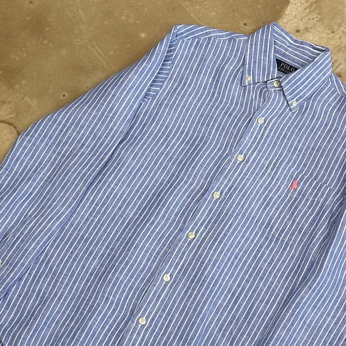 XS 폴로랄프로렌 클래식핏 린넨 스트라이프 셔츠 0331  상품이미지1