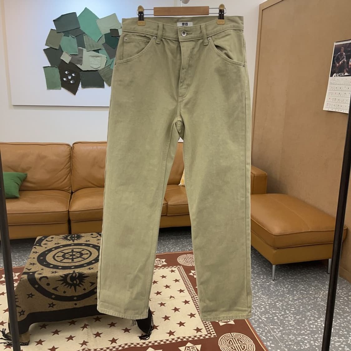 유니클로 빈티지 오트밀 베이지 코튼팬츠 면바지 27인치 C08715 상품이미지3