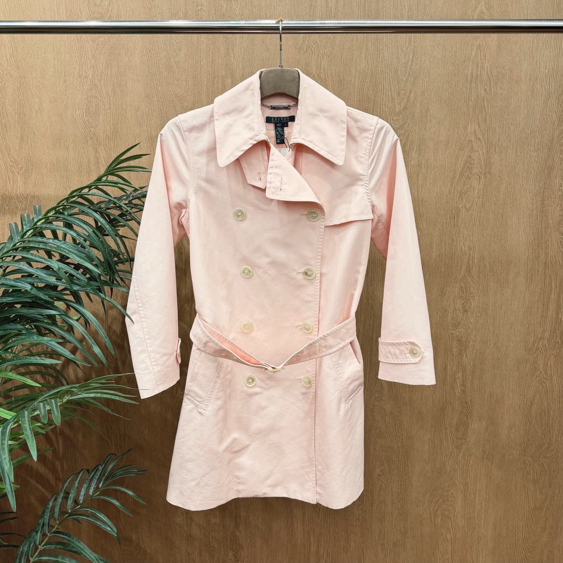 로렌 랄프로렌 트렌치 코트 더블 브레스트 버튼업 밸트 스트랩 라아트 핑크 상품이미지1