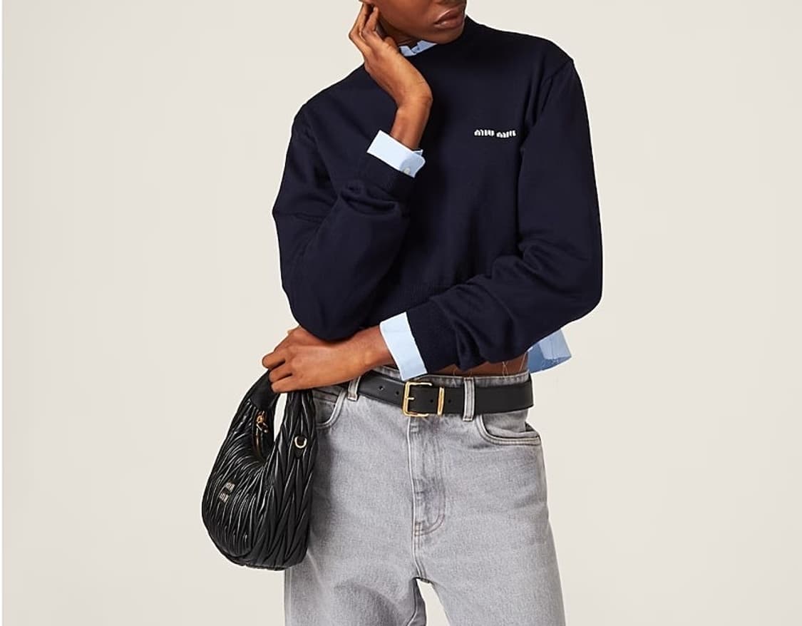 미우미우 네이비 크롭 울 스웨터 상품이미지9