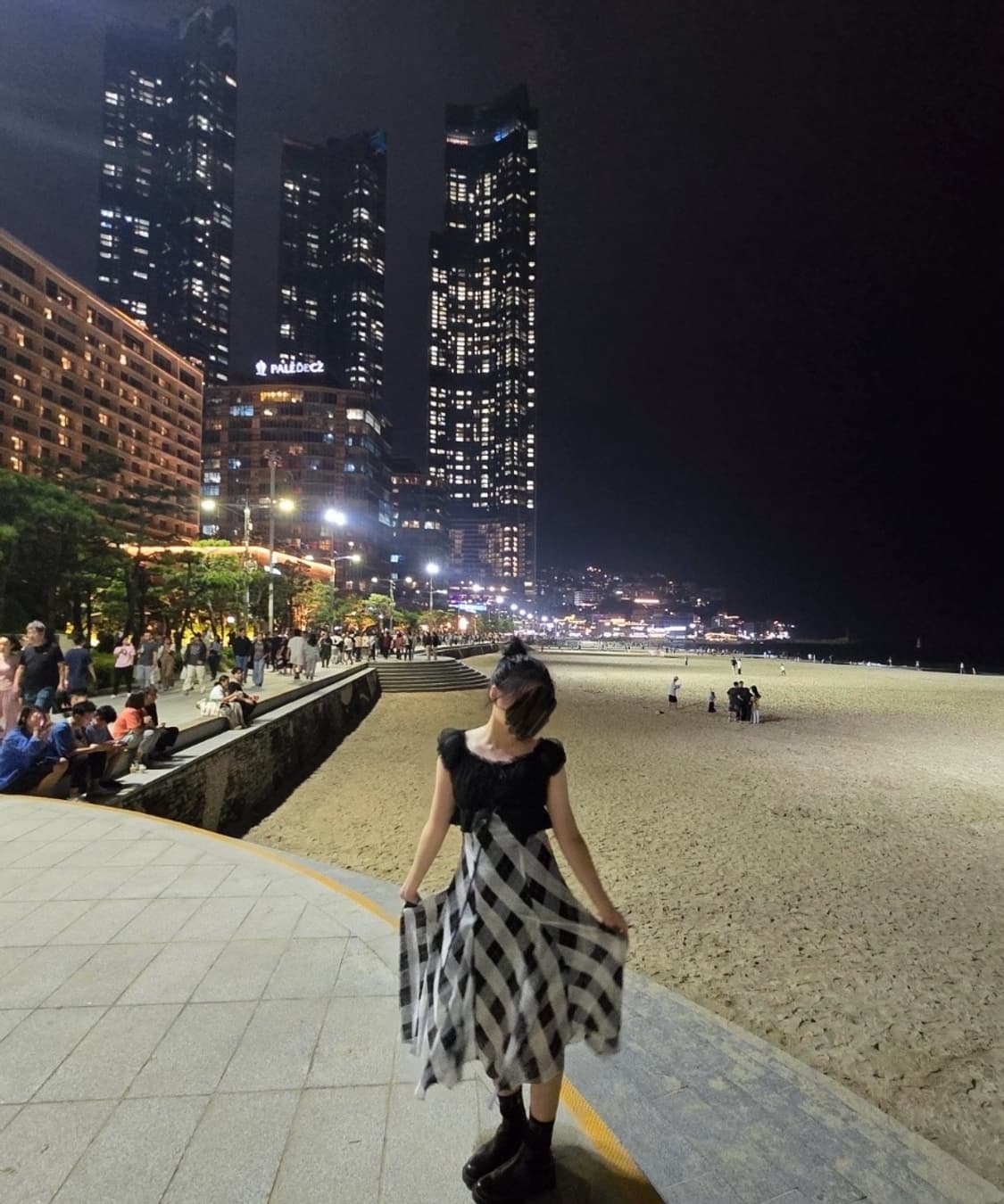 플레따 81 레이스 언발 쉬폰 블랙 드레스 상품이미지7