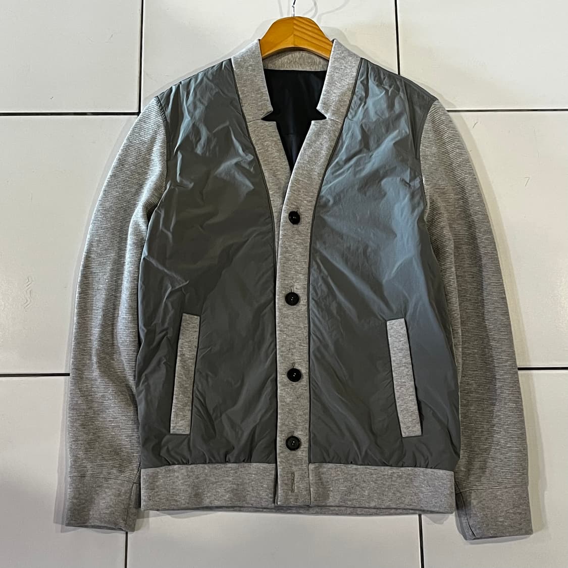 알레그리 배색 가디건 그레이 상품이미지1