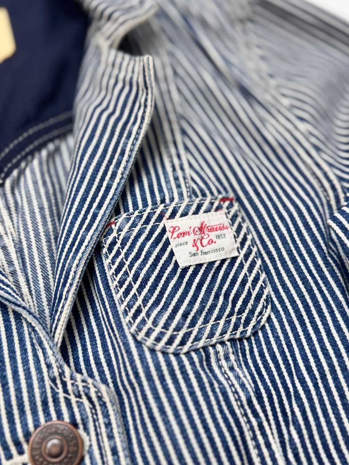 Levis 리바이스 스트라이프 크롭 데님 워크 자켓 상품이미지4