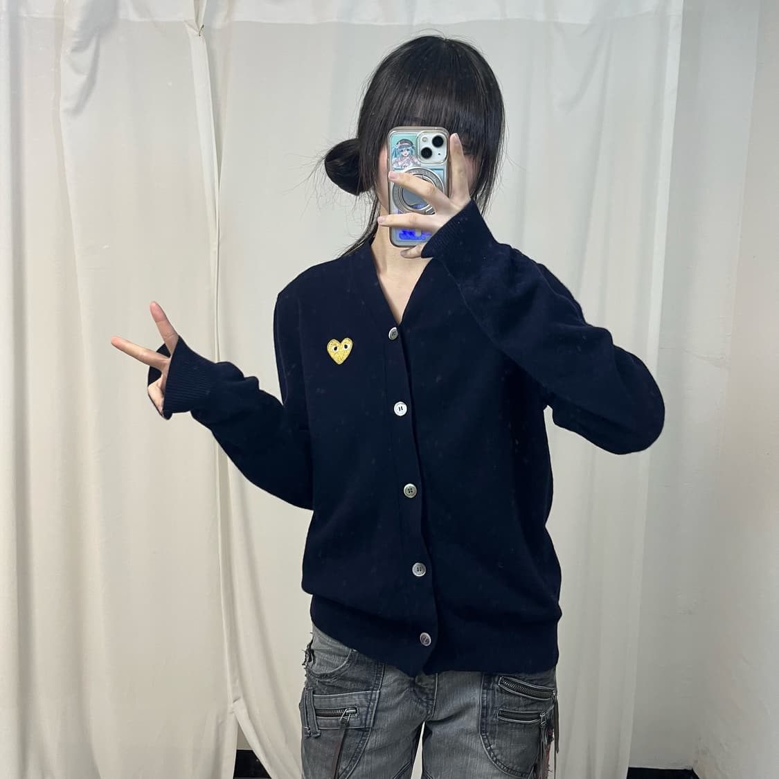 Comme des Garçons navy cardigan 상품이미지2