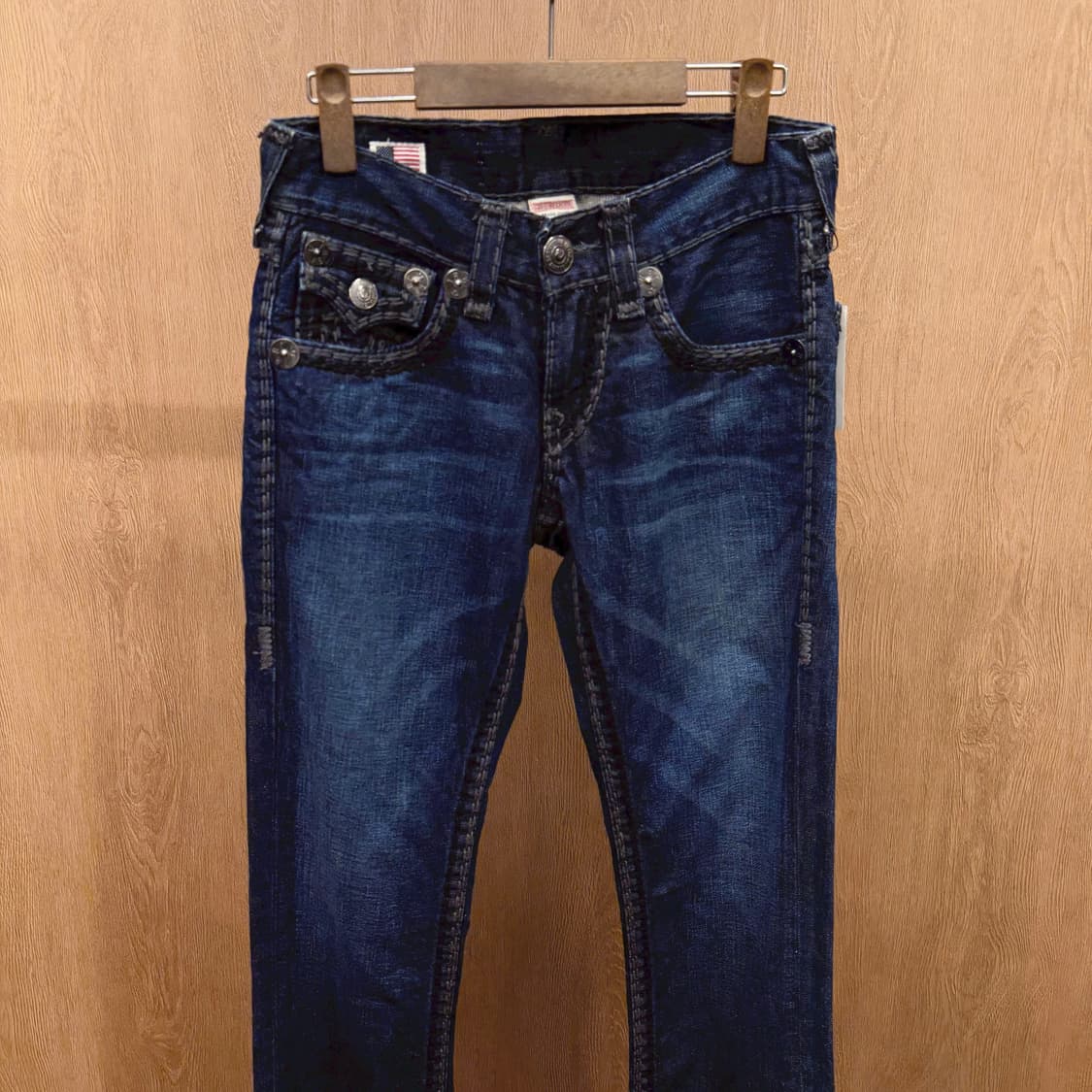 트루릴리젼 스트레이트 데님 팬츠 빈티지 워싱 스티치 라인 디테일 진청 상품이미지4