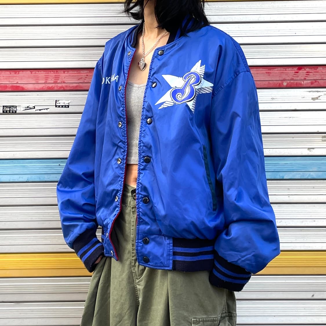 90s YOKOHAMA 리버시블 양면 패딩 바시티 자켓 XL 상품이미지2