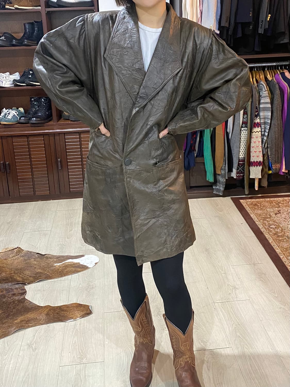VTG leather double jacket 상품이미지10