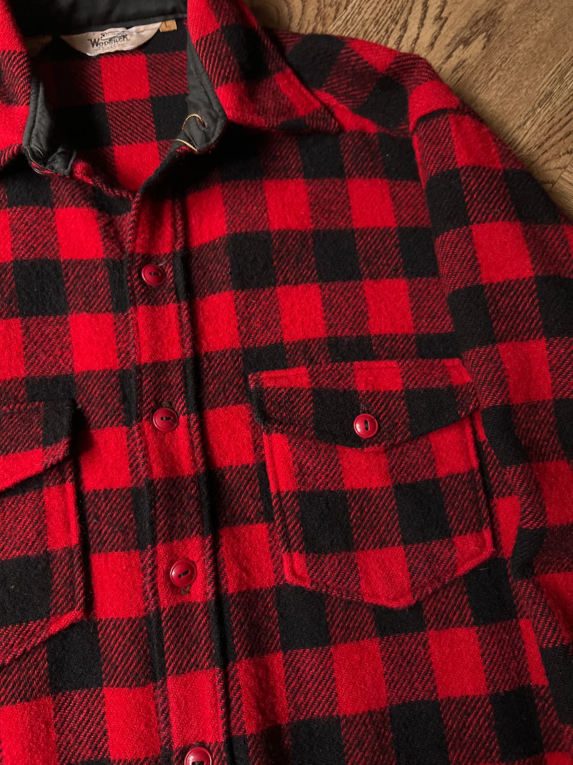 [L]60's 울리치 USA 버팔로 체크 울 셔츠 상품이미지3