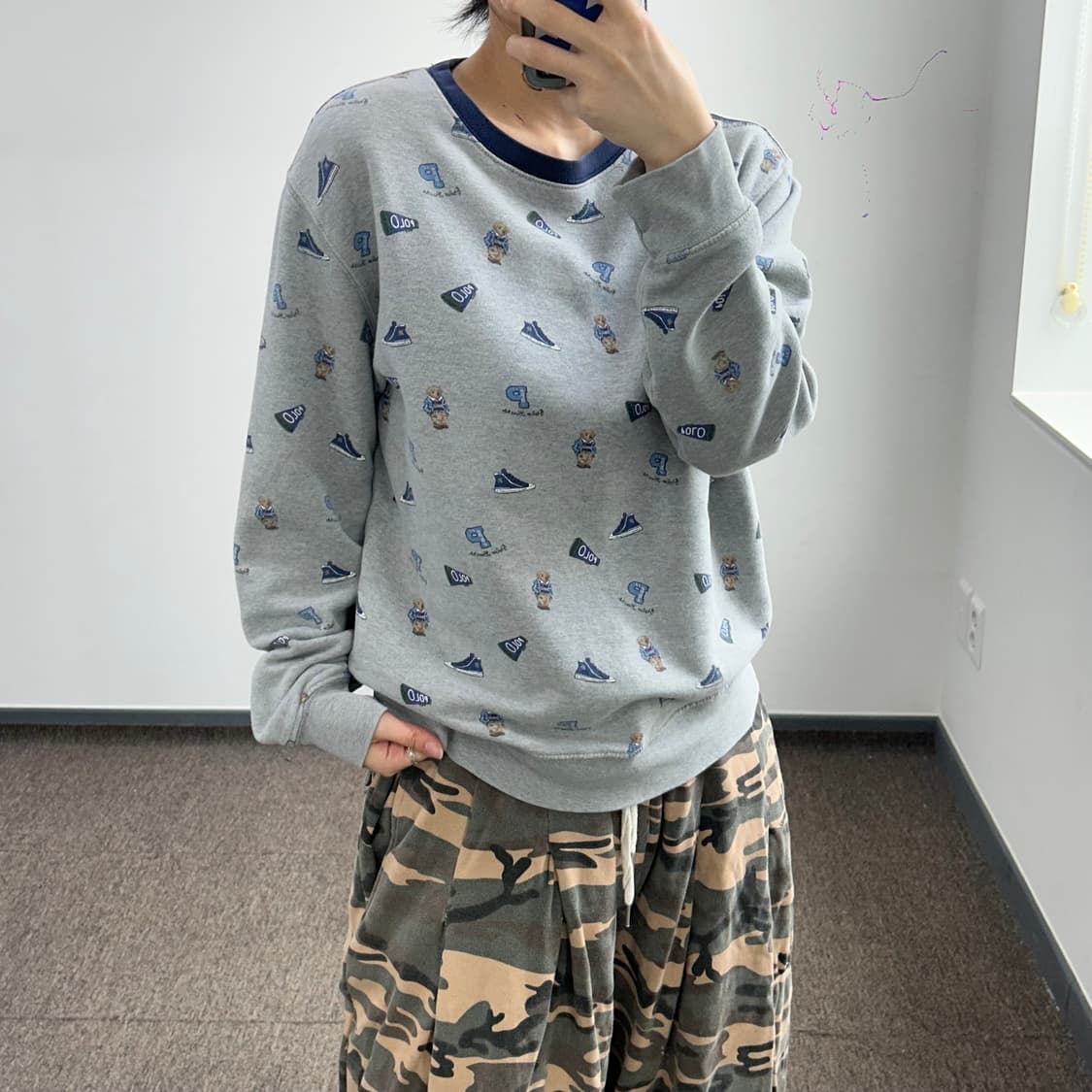 Polo 폴로 베어 패턴 그레이 롱 슬리브 상품이미지2